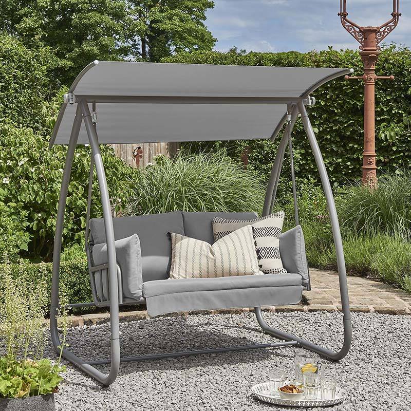 2 Seat Black Coating Metal Outdoor Hanging Garden Swing